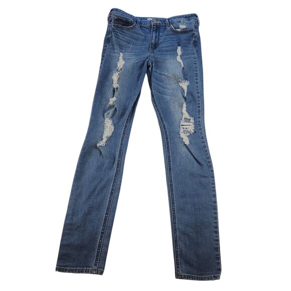 Vintage Y2k Hollister Jeans Womens 7R 28x31 Ripped Destroyed Straight Boot 2000s - Picture 1 of 16